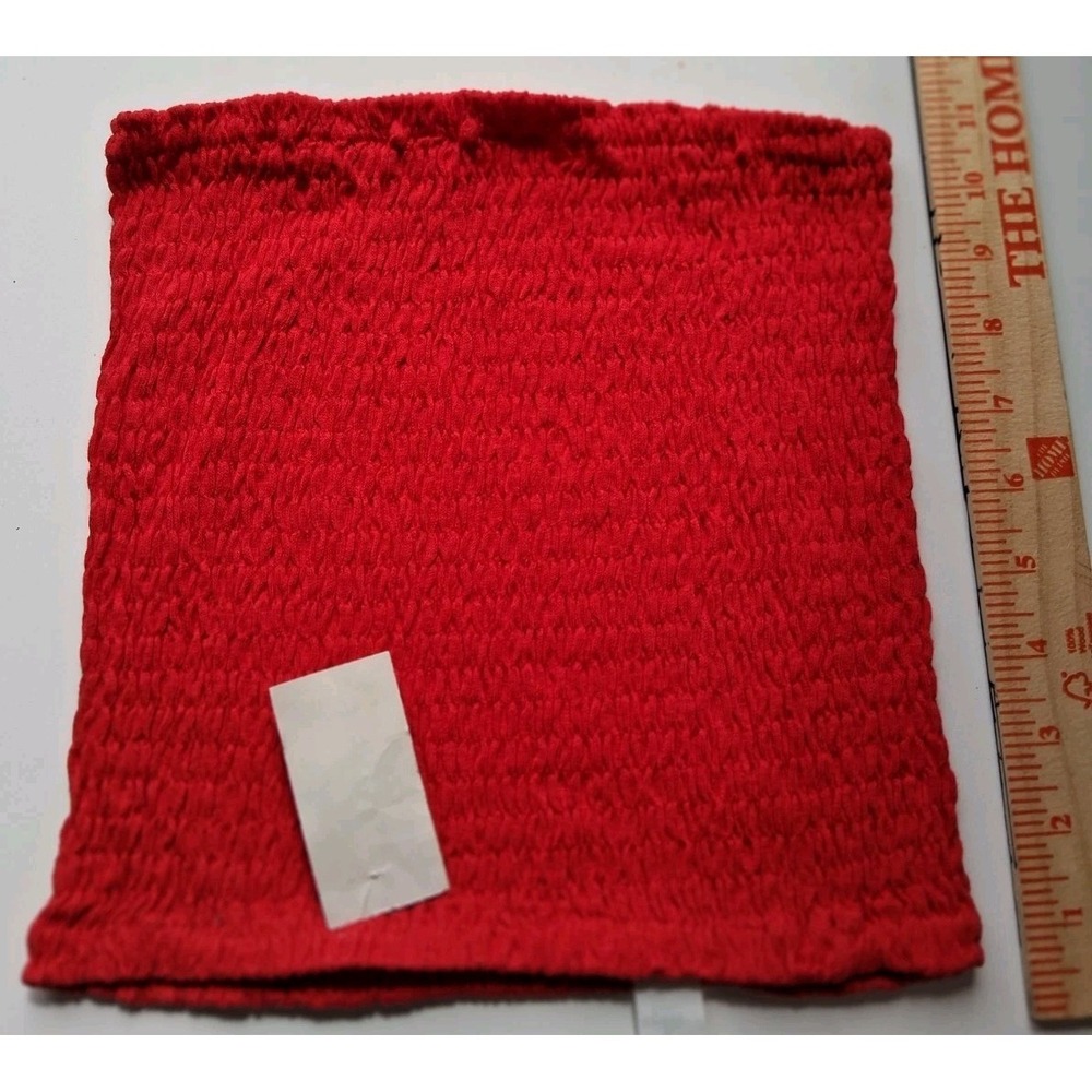Vtg Women's‎ Strapless Bandeau Tube Top Smocked Cropped Red One Size  1980's NOS